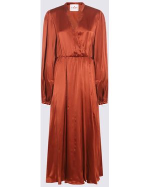CRI.DA Bronze Satin Matera Long Dress - Red