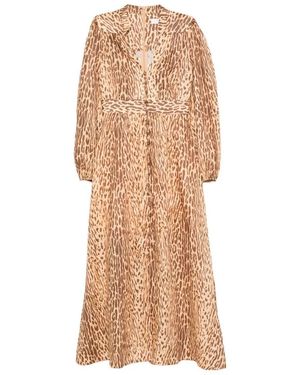 Zimmermann Cascadian Plunge Midi Dress - Natural