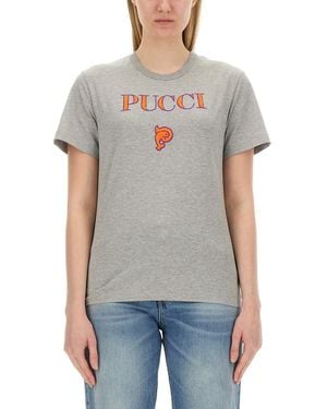 Emilio Pucci T-Shirt With Logo - Gray