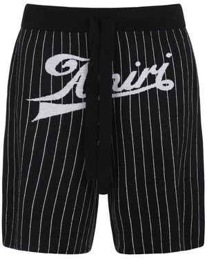 Amiri Pinstripe Mini Shorts For - Black