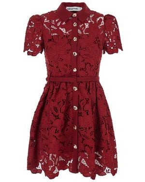 Self-Portrait Burgundy Lace Collared Mini Dress