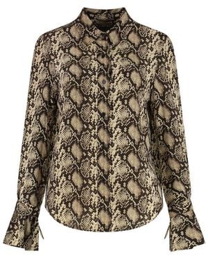 Nili Lotan Printed Silk Shirt - Brown