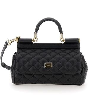 Dolce & Gabbana 'Sicily' Handbag With Logo Plaque - Black