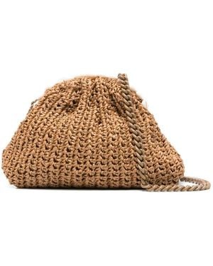 Maria La Rosa Tepo Mini Game Crochet Solid Pouch Bags - Brown