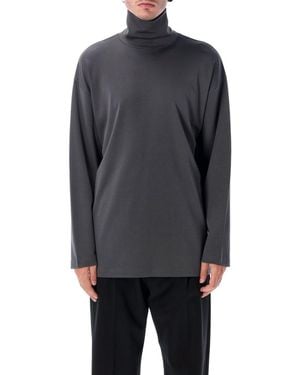Lemaire Relaxed Mock Neck T-Shirt - Grey
