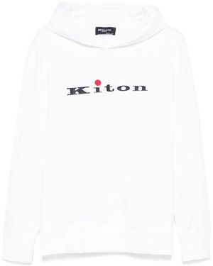 Kiton Sweatshirt With Rubberized Logo - White