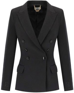 Elisabetta Franchi Crepe Double-Breasted Jacket - Black