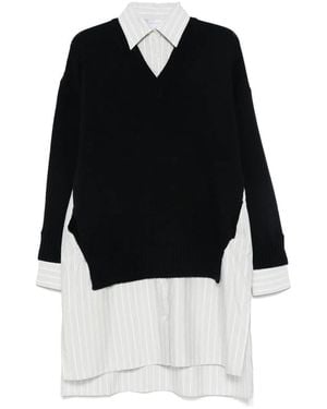 Stella McCartney Robe Midi À Col Ras Du Cou - Black