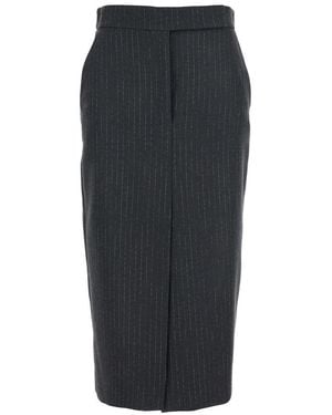 Plain Striped Skirt - Grey