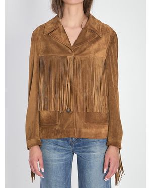 Golden Goose Suede Jacket With Fringe - Blue