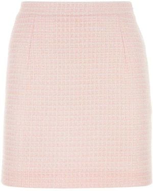 Alessandra Rich Sequin Checked Tweed Mini Skirt - Pink