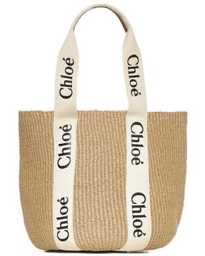 Chloé Woody Large Basket Bags - White