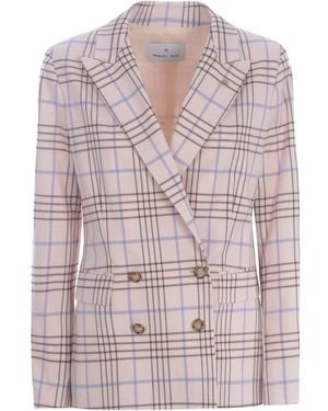 Manuel Ritz Double-Breasted Jacket "Check" - Pink