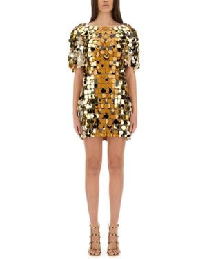 Rabanne "Sparkle Discs" Mini Dress - Yellow