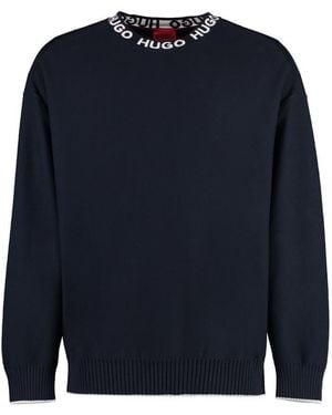 BOSS Cotton Crew-Neck Jumper - Blue