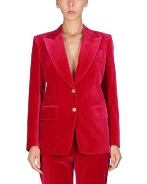 Tom Ford Elegant Peak Lapel Velvet Jacket For - Red