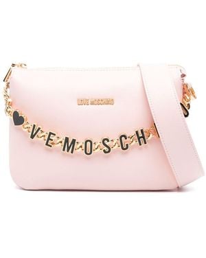 Love Moschino Shoulder Bag With Chain And Logo - Pink