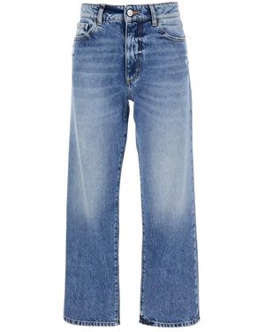 ICON DENIM Light Jeans With Logo Patch On The Rear And Ripped Detail On The Rear - Blue