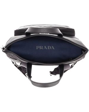 Prada Re-Nylon Saffiano-Leather Tote Bag - Blue