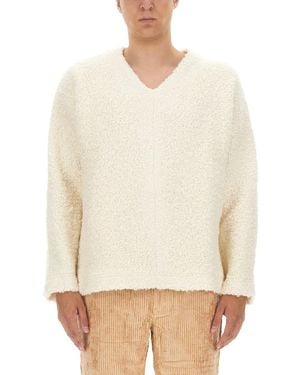 Séfr V-Neck Jumper - White