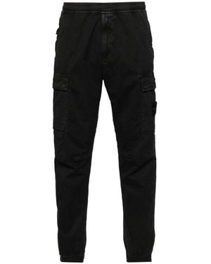 Stone Island Logo Cotton Cargo Trousers - Black