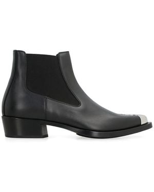 McQueen Punk Leather Chelsea Boots - Black