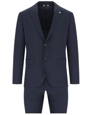 Manuel Ritz Dark Single-Breasted Suit - Blue