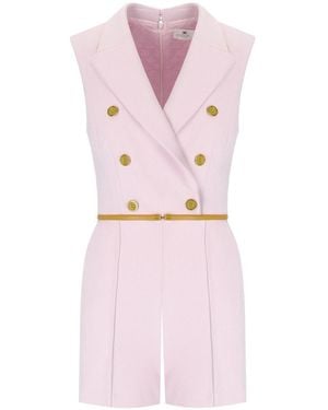 Elisabetta Franchi Quarzo Curry Short Jumpsuit With Buttons - Pink