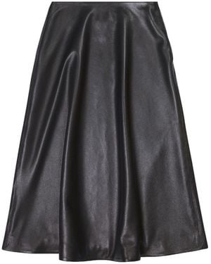 Balenciaga Leather Midi Skirt - Black