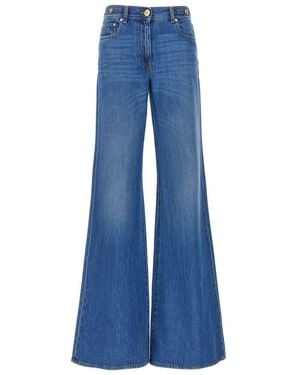 Versace Medusa-Button Flared Denim Jeans - Blue