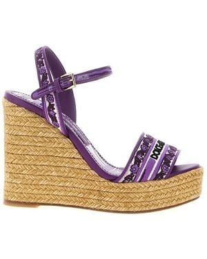 Dolce & Gabbana 'Maiolica' Wedges - Purple