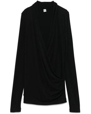 TOTEME Overlapped Jersey Top - Black