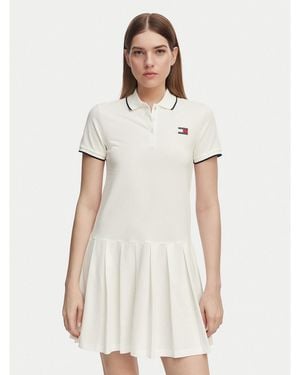 Tommy Hilfiger Kleid Für Den Alltag Tommy Badge Dw0Dw22328 Relaxed Fit - Weiß