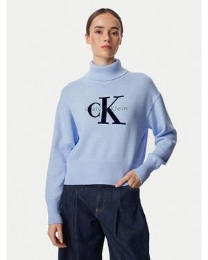 Calvin Klein Rollkragenpullover Lv047H329G Regular Fit - Blau