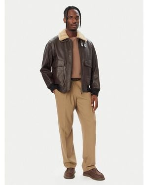 HUGO Lederjacke Lorano 50567431 Regular Fit - Braun