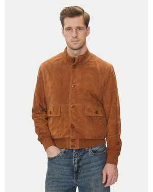 Serge Pariente Lederjacke Starter Vs Regular Fit - Braun