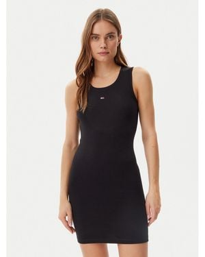 Tommy Hilfiger Kleid Für Den Alltag Essential Dw0Dw20674 Slim Fit - Schwarz
