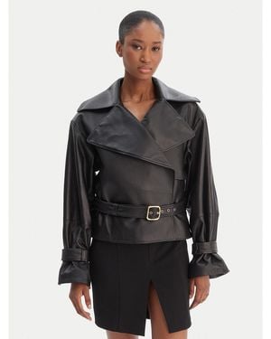 HUGO Lederjacke Lanitte 50560068 Relaxed Fit - Schwarz