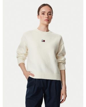 Tommy Hilfiger Pullover Fluffy Badge Dw0Dw23831 Regular Fit - Weiß