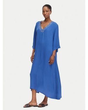 Selmark Strandkleid V-Neck Bn395 Relaxed Fit - Blau