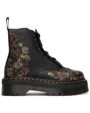 Dr. Martens Schnürstiefeletten Sinclair Decayed Roses Tumbled Nappa Dm32050001 - Schwarz