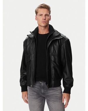 BOSS Lederjacke 50566593 Regular Fit - Schwarz