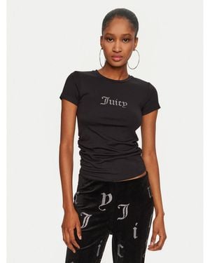 Juicy Couture T-Shirt Dot Ruched Jcwct24311 Slim Fit - Schwarz