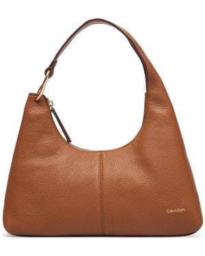 Calvin Klein Handtasche Slouchy Leather Shoulder Bag Lv04F3657G - Braun