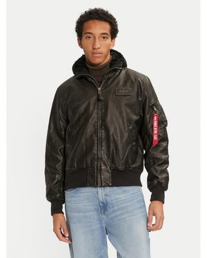 Alpha Industries Jacke Aus Kunstleder 123106 Regular Fit - Schwarz