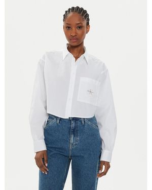 Calvin Klein Hemd J20J222614 Cropped Fit - Weiß