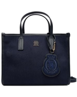 Tommy Hilfiger Handtasche Th City Small Tote Melton Aw0Aw17852 - Blau