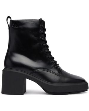 Calvin Klein Schnürschuhe Block Heel Ank Boot Laceup Lth Hw0Hw03174 - Schwarz