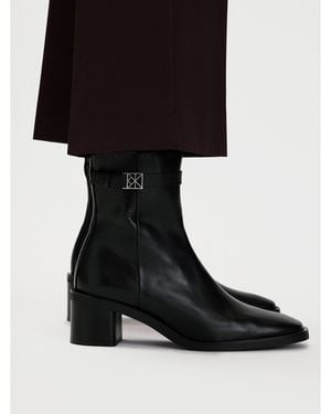 Calvin Klein Stiefeletten Block Heel Ank Boot Lth Hdw Hw0Hw03171 - Schwarz