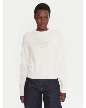 HUGO Pullover Slogix_B 50548145 Relaxed Fit - Weiß